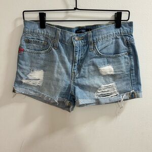 Levi's Women’s Blue Distressed Denim‎ Shorts Sz 3
